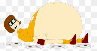 Massively Stuffed Velma By Angry - Belly Stuffing Clipart