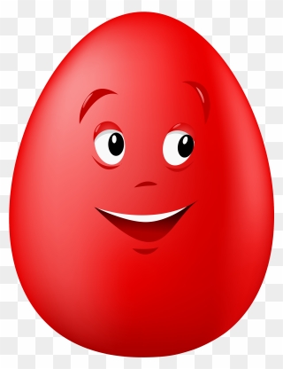 Transparent Easter Red Smiling Egg Png Clipart Picture - Easter Eggs