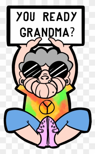 You Ready Grandma Hippie Laptop Sticker - Cartoon Clipart