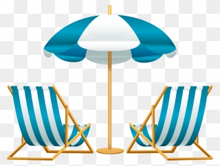 Beach Chair Umbrella Clip Art - Beach Chairs And Umbrella Clipart - Png Download