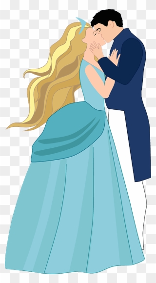 Prince Kissing Cinderella Clipart - Illustration - Png Download