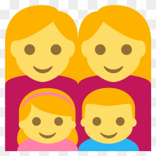 Woman, Woman, Girl, Boy Emoji Clipart - 👩 👩 👧 👧 Meaning - Png Download
