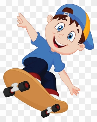 Vector Skateboard Animated - Cartoon Kid On Skateboard Clipart