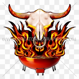 Flaming Skull Bbq Production - Flame Skull Photo Transparent Background Clipart