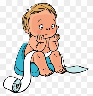 Baby In Toilet Cartoon Clipart