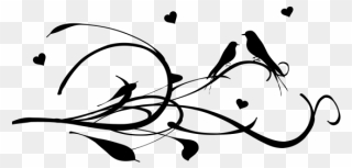 Love Birds On A Branch Small Scale Png Images - Clip Art Heart Vector Line Transparent Png