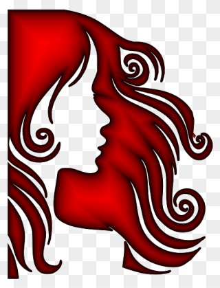 Red-haired Female - Clipart Woman Profile Silhouette - Png Download