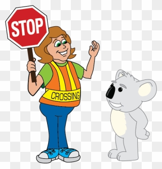 Crossing Guard With Koala - Stop Sign Clip Art - Png Download