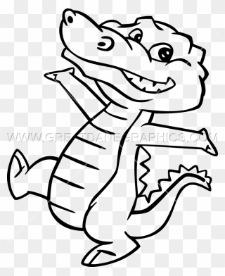 Amphibians Drawing Alligator Transparent Png Clipart - Alligator In Cartoon
