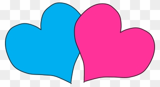 Free Heart Cliparts - Pink And Blue Heart Clipart - Png Download