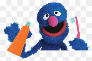 Grover Holding Toothbrush And Toothpaste - Sesame Street Brushing Teeth Clipart