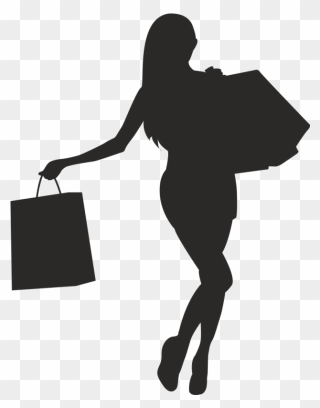 Silhouette Bag Shopping - Woman Shopping Silhouette Png Clipart