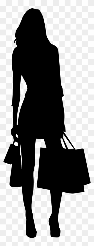 Shop Clipart Woman - Woman Shopping Silhouette - Png Download
