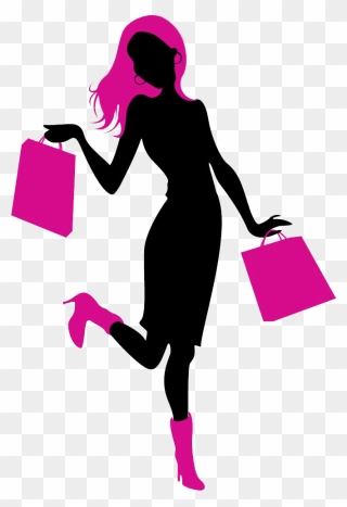 Image Of Girl In Boots Holding Shopping Bags From Fabulous - Shopping Girl Silhouette Png Clipart
