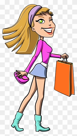 Girl Shopping Vector Png Transparent Image - Girls Shopping Vector Png Clipart
