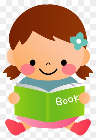 Child Girl Reading Book Clipart - 本 を 読ん で いる イラスト - Png Download
