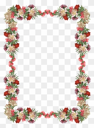 Vintage Flower Border Clipart - Flower Frame Transparent Background - Png Download