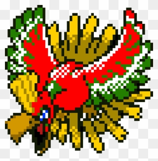 Ho Oh Pixel Art , Png Download - Ho Oh Sprite Pokemon Clipart