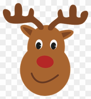 Christmas Reindeer Face Clipart - Reindeer Face - Png Download