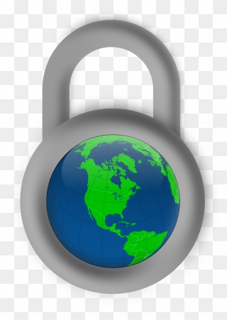 Secure About The Big - World Map With Lock Clipart