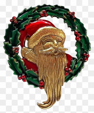 Jj Santa Claus Wreath Holly Christmas Xmas Jonette - Illustration Clipart