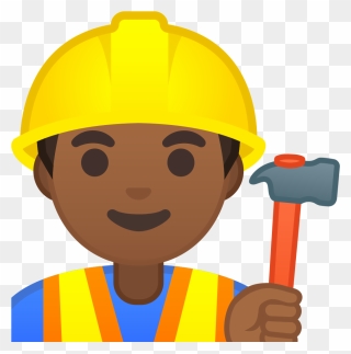 Man Construction Worker Medium Dark Skin Tone Icon - Emoji Construction Worker Clipart