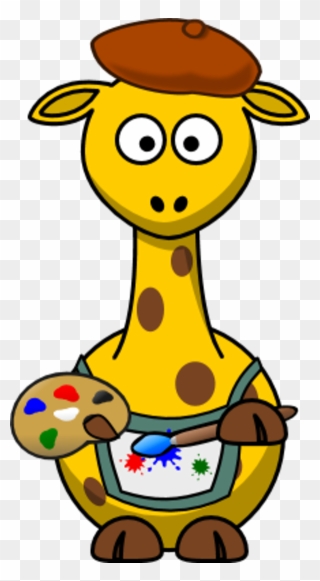 Giraffe As A Painter Artist Vector Clip Art - Png Download