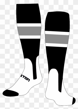 Clipart Socks Baseball - Black White And Grey Stirrup Socks - Png Download