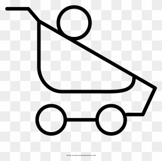 Baby Stroller Coloring Page - Line Art Clipart