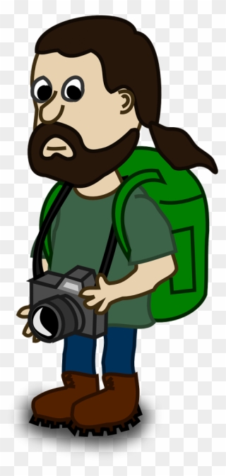 Photographer Man Person - Boy Cartoon Character With Ponytail Clipart