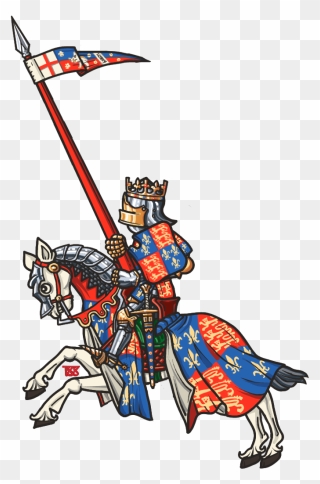 Tapestry Clip Medieval - Knight On Horseback Coat Of Arms - Png Download