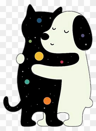 Transparent Dog Cat Png - Cat And Dog Love Cartoon Clipart