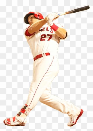 Library Of Left Handed Baseball Player At Bat Vector - Transparent Mike Trout Png Clipart