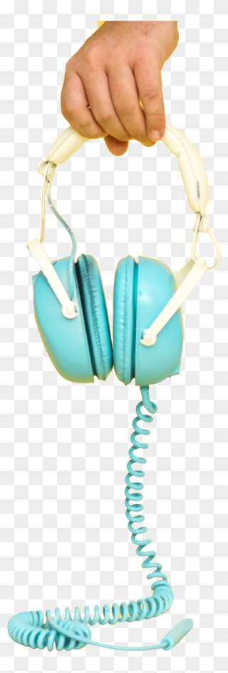Blue White Wired Headphones - Handbag Clipart