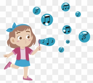 Child Blowing Notes Illustration Wall Art - Girl Shhh Clip Art - Png Download