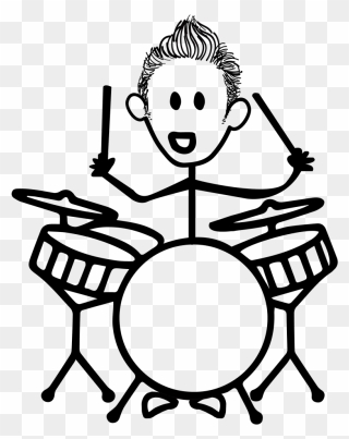Transparent Couple Clipart Stick Figure - Drawing Of A Kid Playing Drums - Png Download