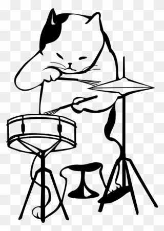 Royalty Free, Musical Instruments, Free Illustrations, - Funny Cats Playing Drums Clipart