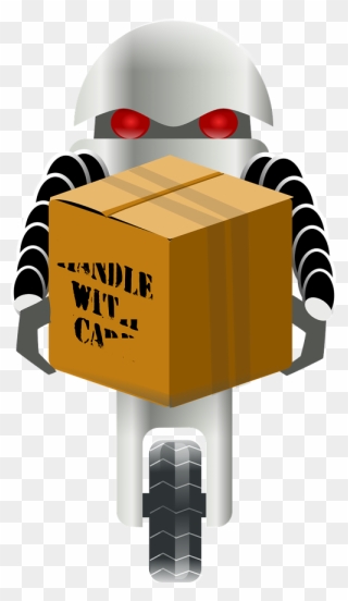 Package Box Robot - Robot With One Wheel Clipart