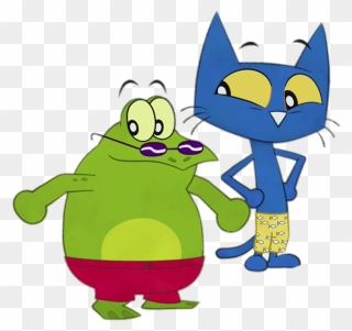 Pete The Cat And His Friend The Frog - Cartoon Clipart