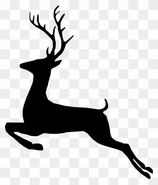 Transparent Deer Deer Black And White Wildlife Clipart - Christmas Reindeer Silhouette - Png Download