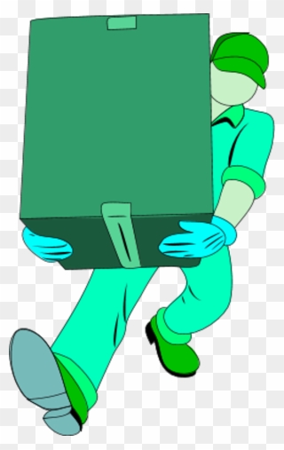 Warehouse Man Carrying A Closed Box - Delivery Clip Art - Png Download