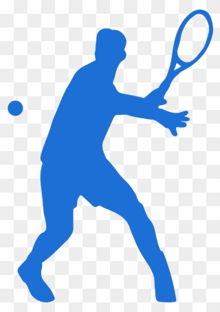 Transparent Tennis Clipart - Tennis Player Silhouette Blue - Png Download