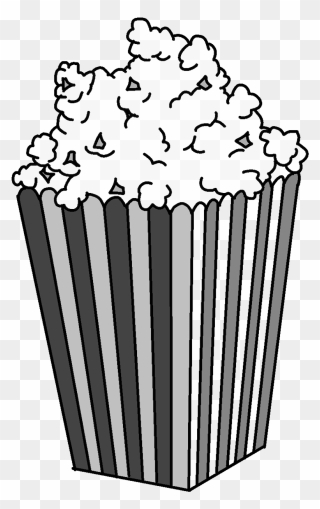 Popcorn In Striped Box Illustration Transparent Png - Popcorn Clipart Black And White Png