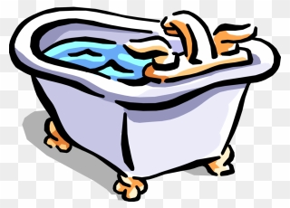 Vector Illustration Of Bathtub, Bath Or Tub Holds Water Clipart