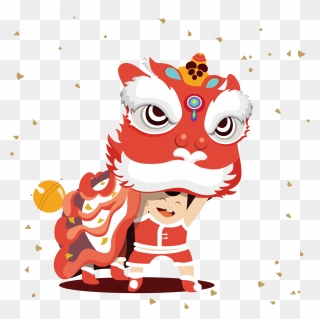 Transparent Chinese Lanterns Clipart - Lion Dance Chinese New Year Vector - Png Download