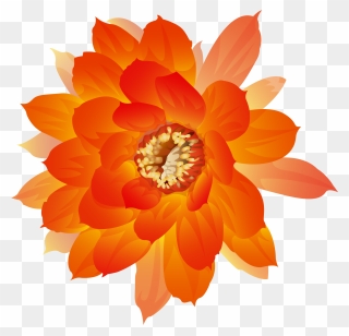 Watercolor Painting Icon - Orange Flower Png Transparent Clipart