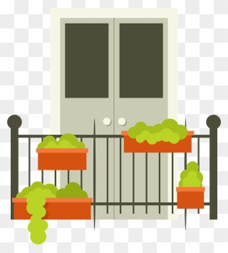 Balcony With Plants Clipart - Illustration - Png Download