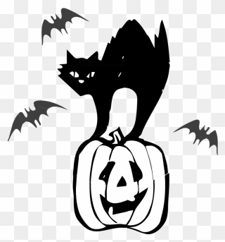 Black Cat Halloween Clip Art - Black Halloween Cat Clipart - Png Download