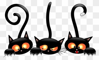 Black Cat Kitten Halloween Clip Art - Transparent Halloween Clip Art - Png Download