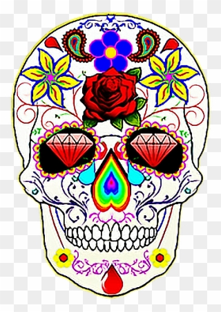 #sugar Skull #skull #colorful #celebration #tattoo - Sugar Skull Salad Plates Clipart